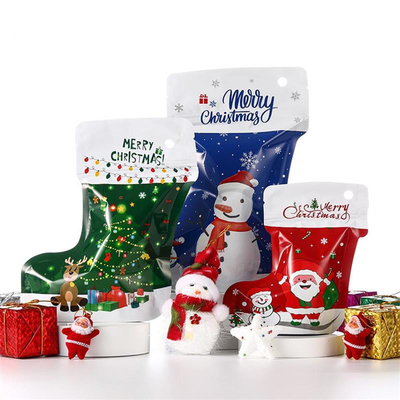 Tas Kemasan Aluminium Foil Natal Tahun Baru Santa Claus Elk Party Snack Storage