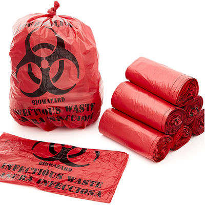Merah 19 * 23di Tas Sampah Biohazard Autoclavable Biodegradable