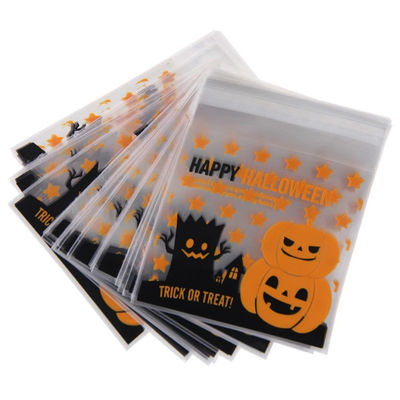 Self Adhesive 10 * 10cm OPP Poly Packaging Bag Untuk Perlakukan Halloween