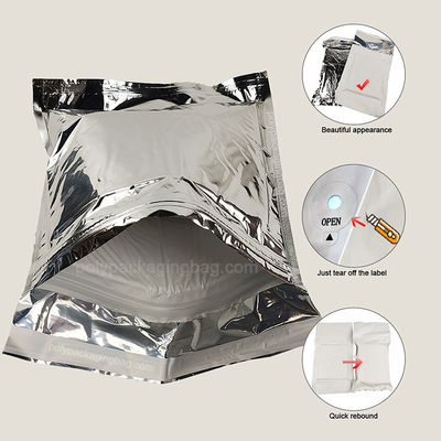 Envelope termal tahan air pendingin kaviar Paket untuk Pengiriman, kantong terisolasi foil Silver Mailer