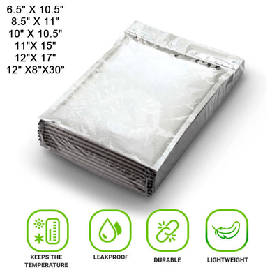 Silver Insulated Shipping Envelopes Metallic Insulated Foil Bag Self-Sealing Closure Insulated Thermal Bags